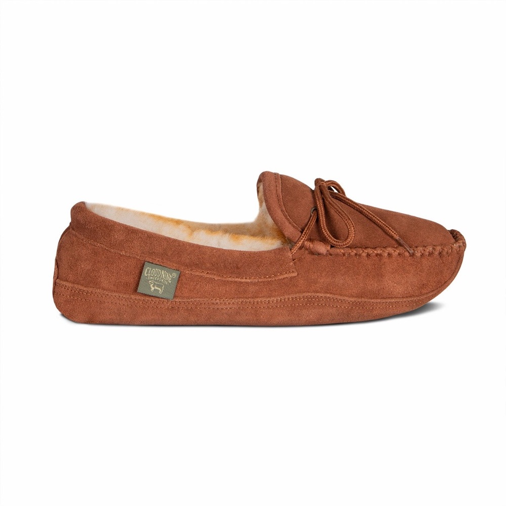 NEW!! Men's Cloud 9 Soft Sole Moccasin Slippers Chestnut Suede Size 14M